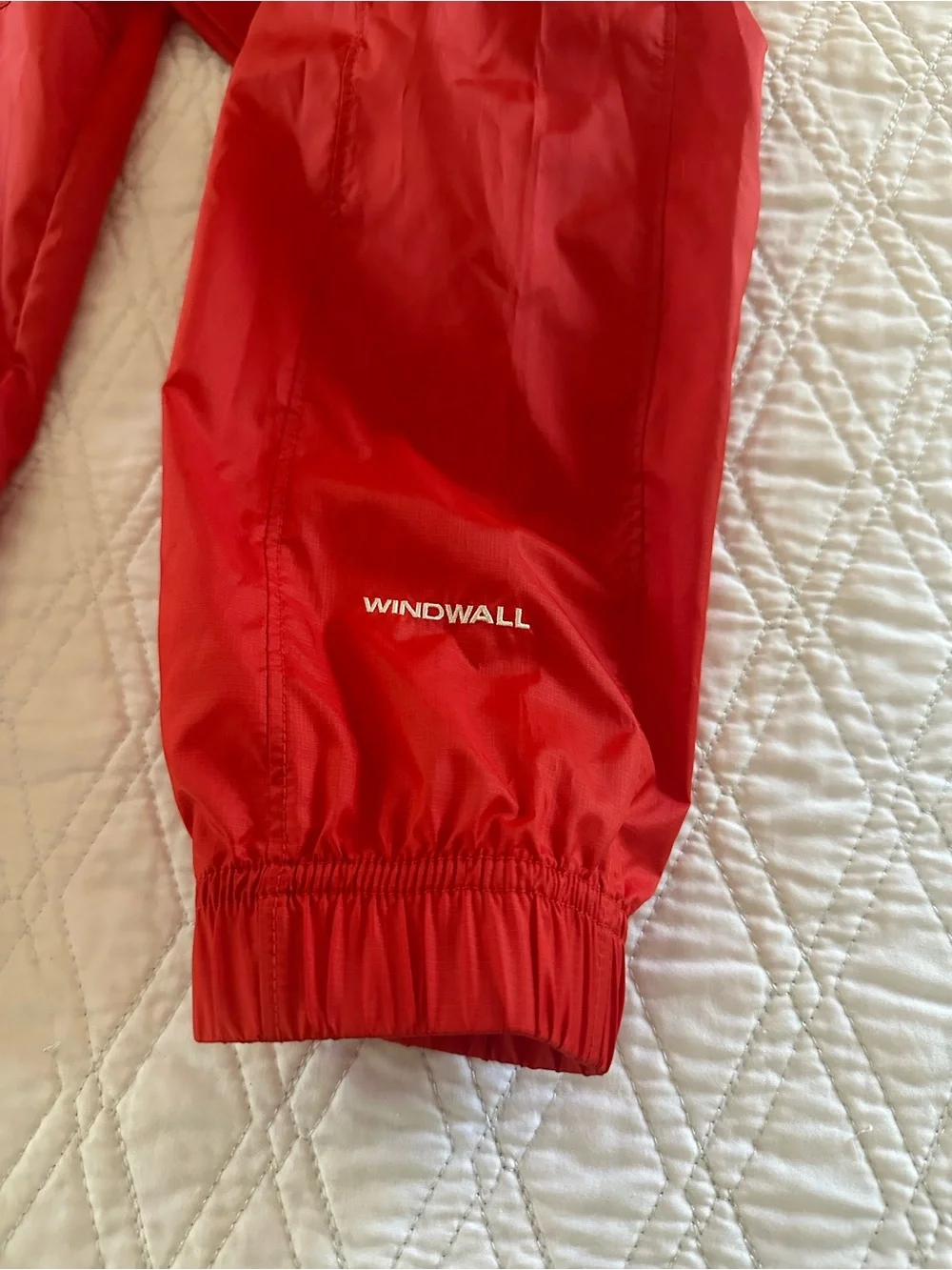 The North Face Red Hooded Pullover Windbreaker with Contrast Zipper